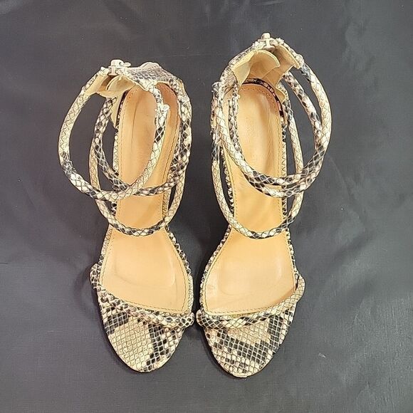 PRETTY LITTLE THING SNEAKER SKIN POINTED TOE 4-STRAP HIGH HEEL STILETTOS SANDAL - Picture 3 of 14